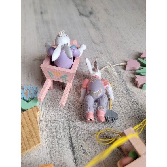 Vintage wooden Easter bunny egg Barrel AS IS ornament set Xmas spring - Picture 10 of 13